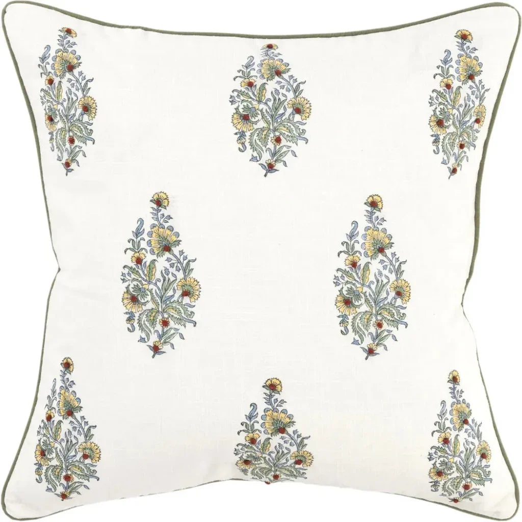 Welted Floral Throw Pillow With Down Insert - LOOMLAN - LOOMLAN - Throw Pillows