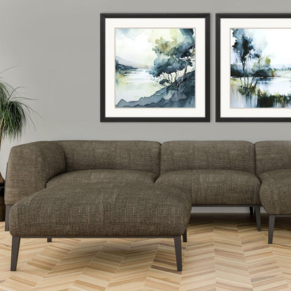 Whispers in the Wind Wood Frame Blue Canvas Art