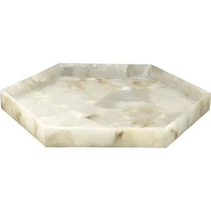 White Alabaster Antonia Tray Tabletop Decor - Large - LOOMLAN - Jamie Young - Trays