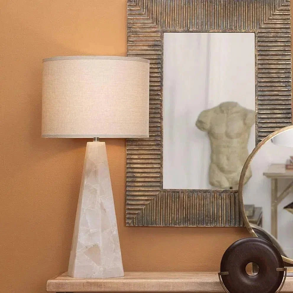 White Alabaster Borealis Hexagon Table Lamp - LOOMLAN - Jamie Young - Table Lamps