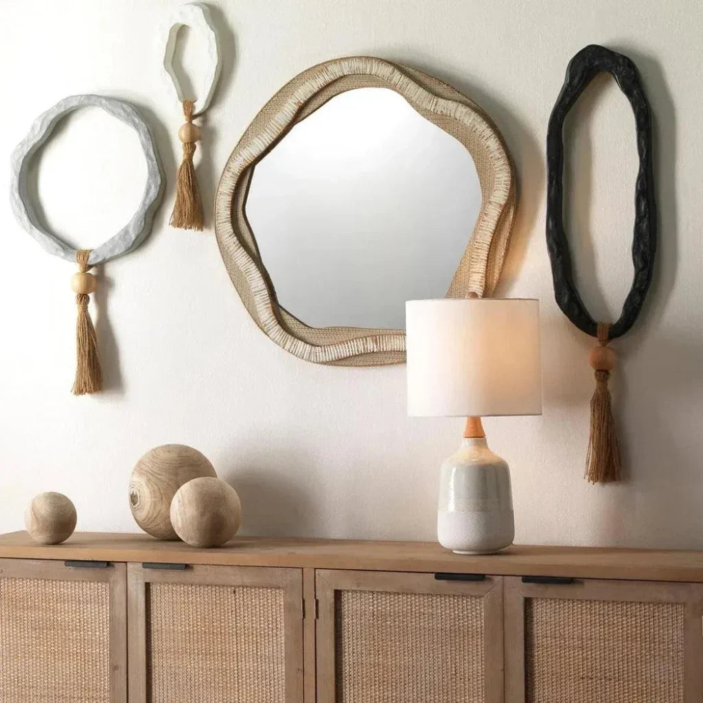 White Black Grey Resin Jute Mirage Abstract Wall Art-Framed Wall Art-Jamie Young-LOOMLAN