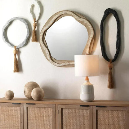 White Black Grey Resin Jute Mirage Abstract Wall Art-Framed Wall Art-Jamie Young-LOOMLAN