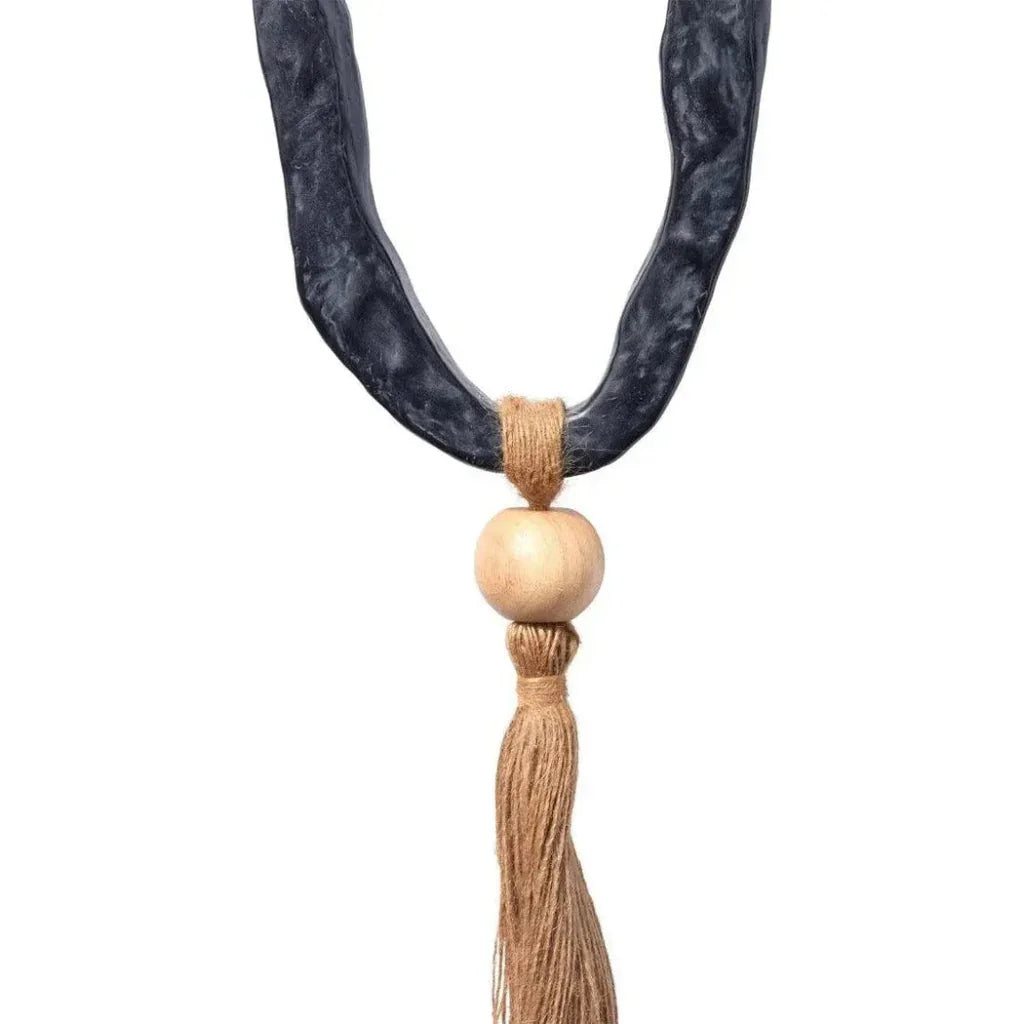 White Black Grey Resin Jute Mirage Abstract Wall Art-Framed Wall Art-Jamie Young-LOOMLAN