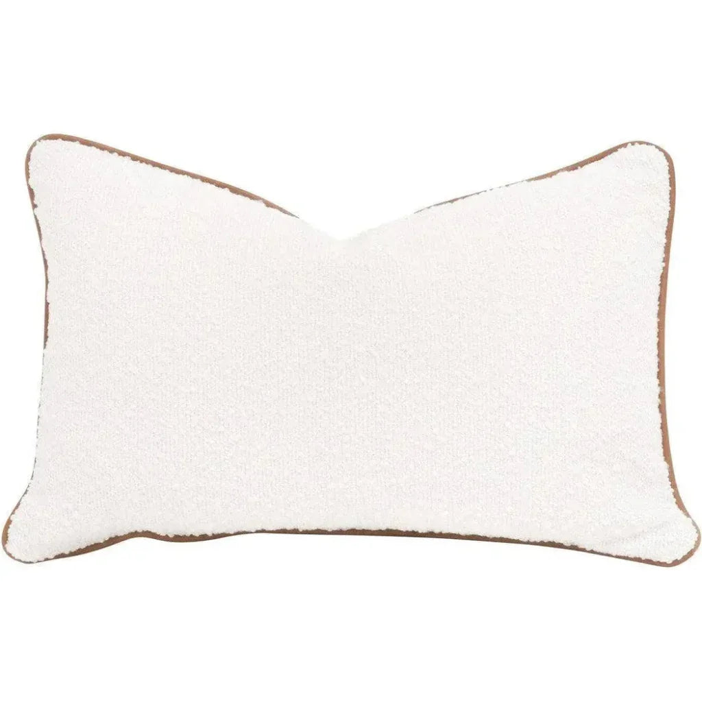 White Boucle Piping Lumbar Throw Pillow Insert - 2PC - LOOMLAN - Essentials For Living - Throw Pillows