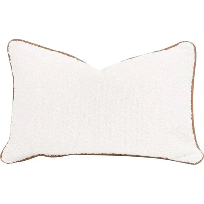 White Boucle Piping Lumbar Throw Pillow Insert - 2PC - LOOMLAN - Essentials For Living - Throw Pillows
