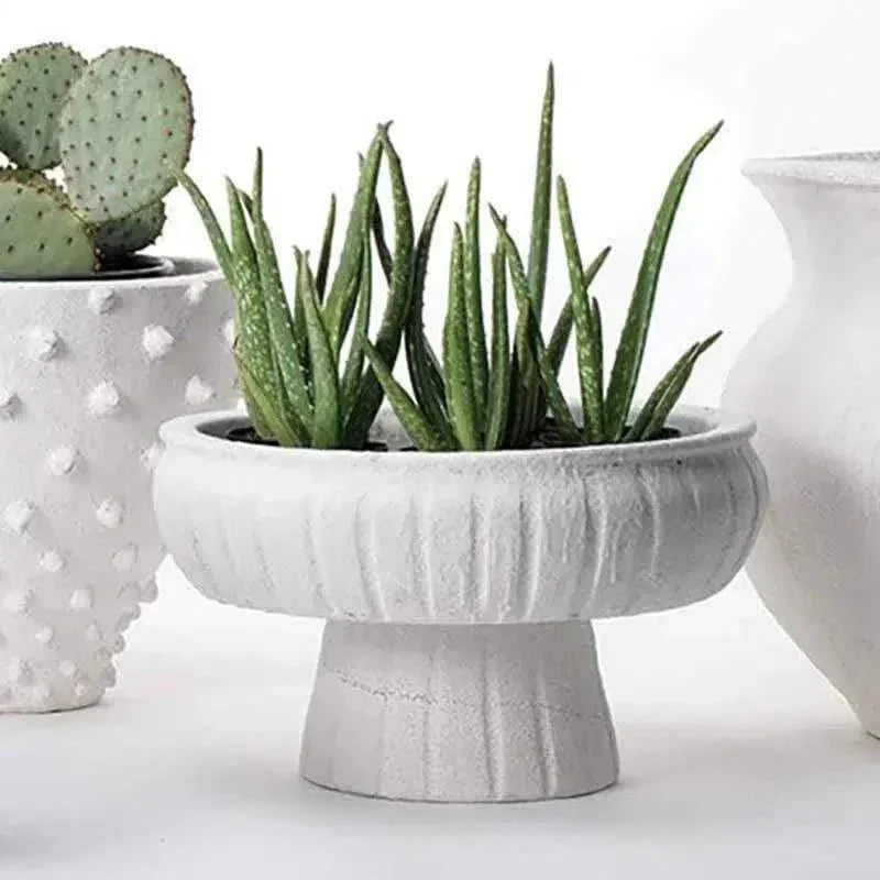 Aegean White Ceramic Pedestal Bowl