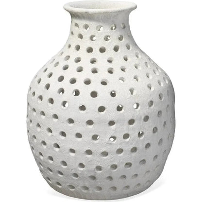 White Ceramic Porous Vase - LOOMLAN - Jamie Young - Vases & Jars