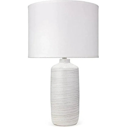 White Ceramic Trace Table Lamp - LOOMLAN - Jamie Young - Table Lamps
