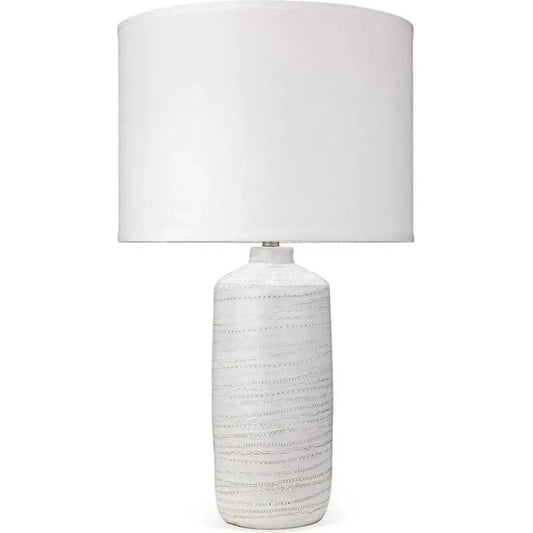 White Ceramic Trace Table Lamp - LOOMLAN - Jamie Young - Table Lamps