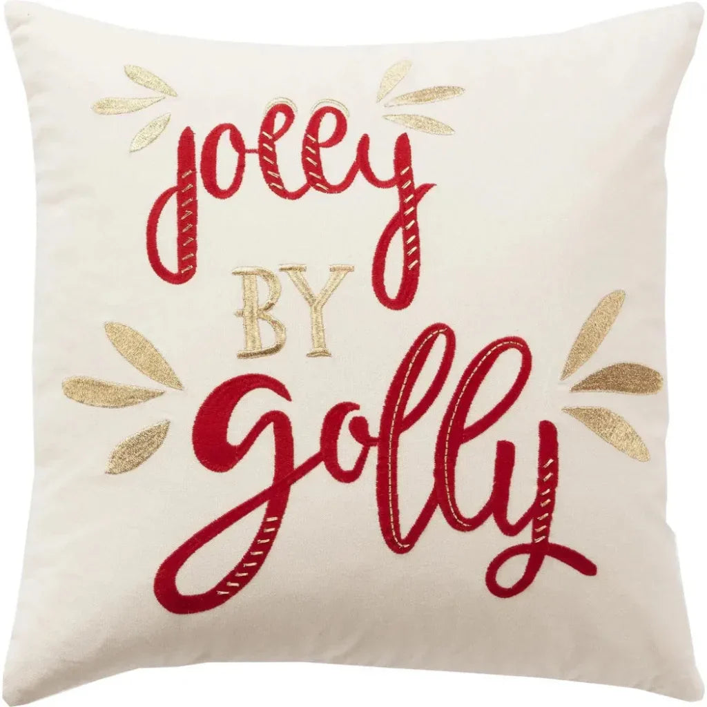 White Christmas Decorative Throw Pillow Jolly - LOOMLAN - LOOMLAN - Throw Pillows