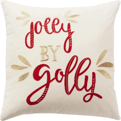 White Christmas Decorative Throw Pillow Jolly - LOOMLAN - LOOMLAN - Throw Pillows