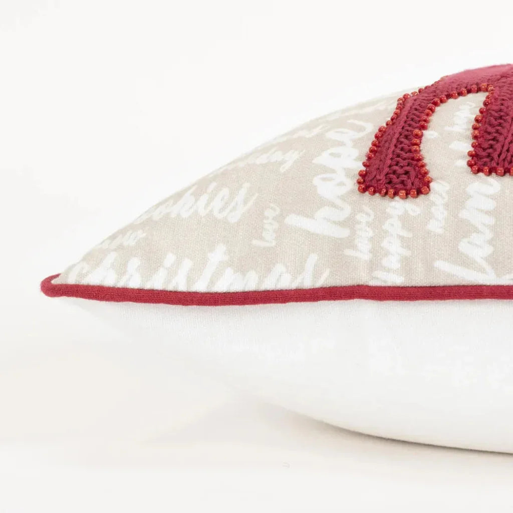 White Christmas Deer Red Lumbar Pillow Insert - LOOMLAN - LOOMLAN - Throw Pillows