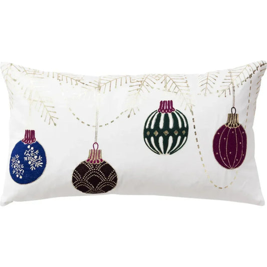 White Christmas Lumbar Decorative Pillow White - LOOMLAN - LOOMLAN - Throw Pillows