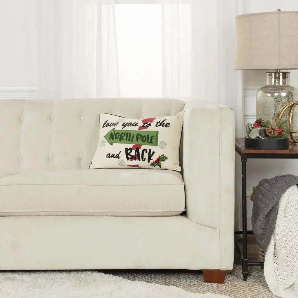 White Christmas Lumbar Pillow North Pole - LOOMLAN - LOOMLAN - Throw Pillows