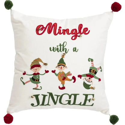 White Christmas Throw Pillow Down Insert Elves - LOOMLAN - LOOMLAN - Throw Pillows