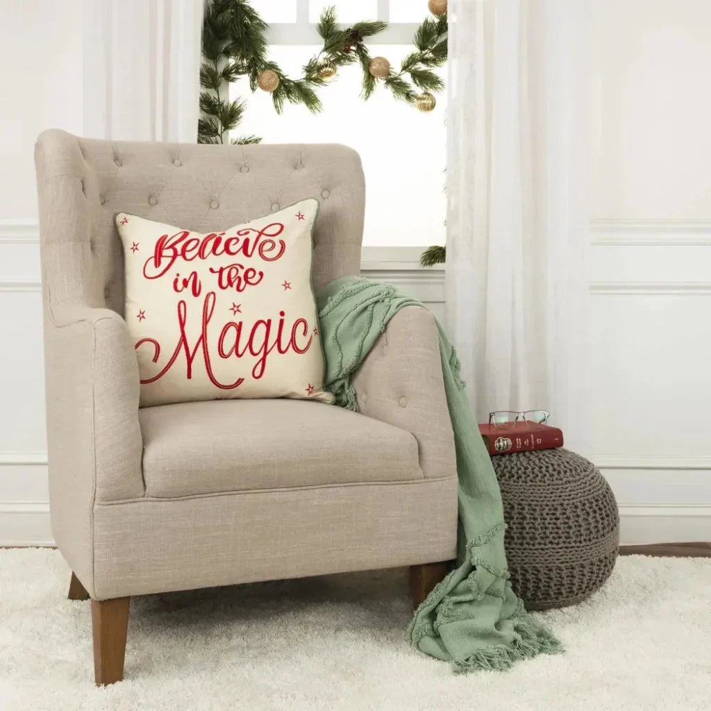 White Christmas Throw Pillow Down Insert Magic - LOOMLAN - LOOMLAN - Throw Pillows