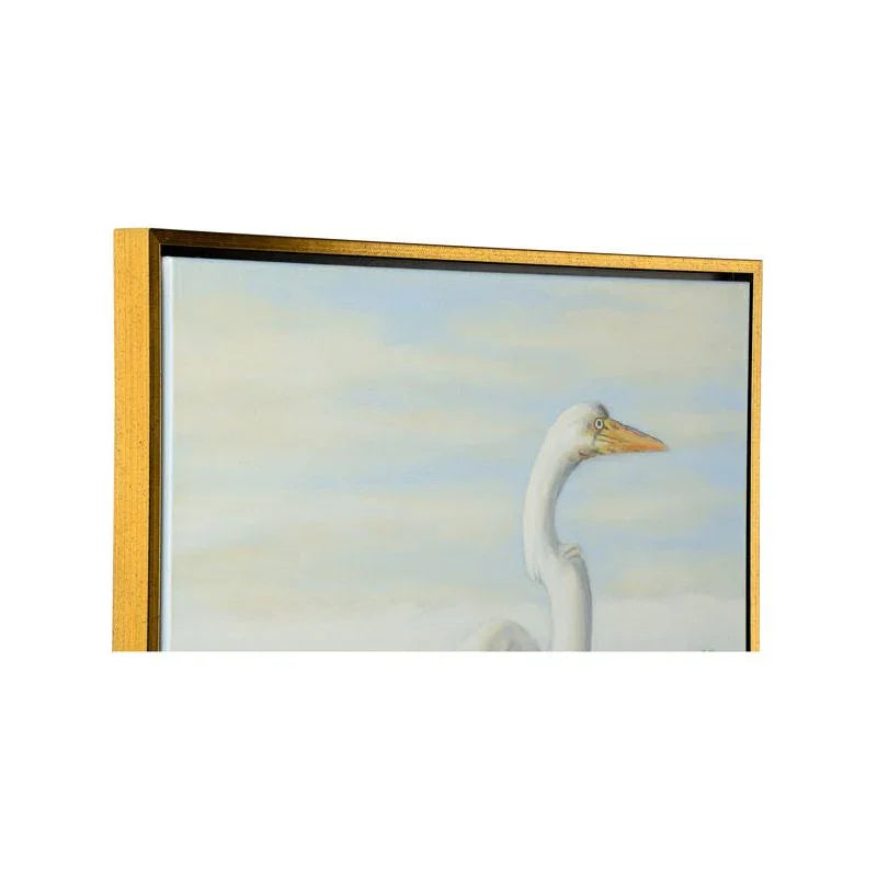 White Egret Oil Painting Artwork-Framed Wall Art-Chelsea House-LOOMLAN