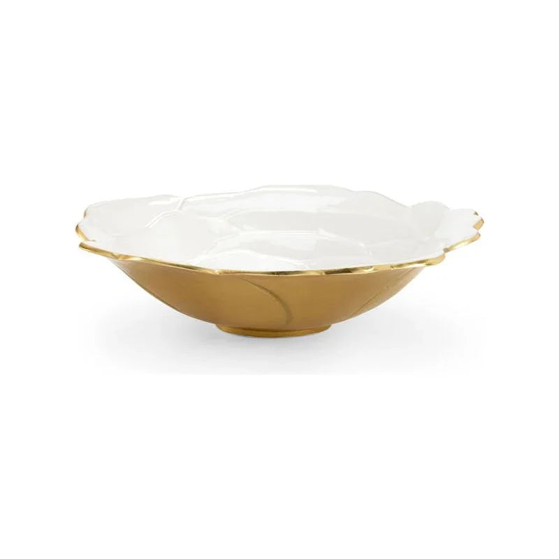 White Enameled Metallic Gold Bowl - LOOMLAN - Chelsea House - Boxes & Bowls