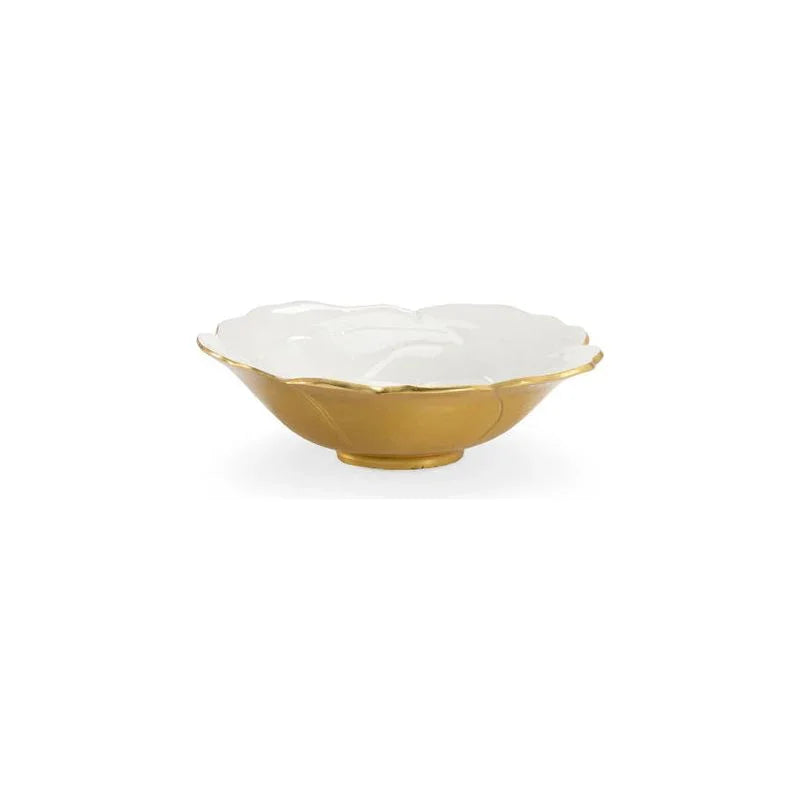 White Enameled Metallic Gold Bowl - LOOMLAN - Chelsea House - Boxes & Bowls