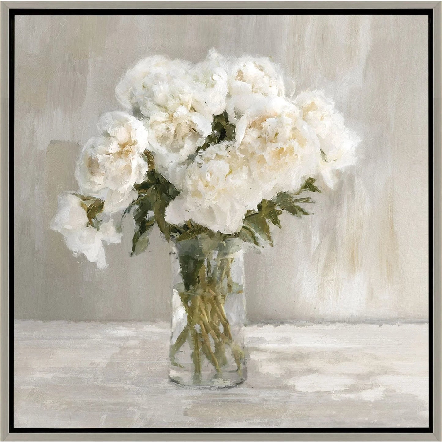 White Flower Bouquet White Canvas Art
