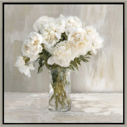 White Flower Bouquet White Canvas Art