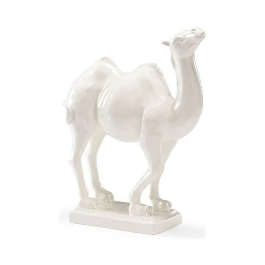 White Glazed Porcelain Made Camel Sculpture - LOOMLAN - Chelsea House - Statues & Sculptures