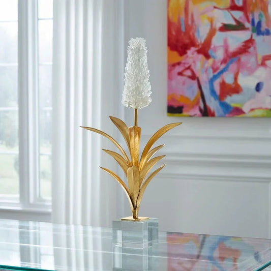White Hyacinth Crystal Made Sculpture - LOOMLAN - Chelsea House - Statues & Sculptures