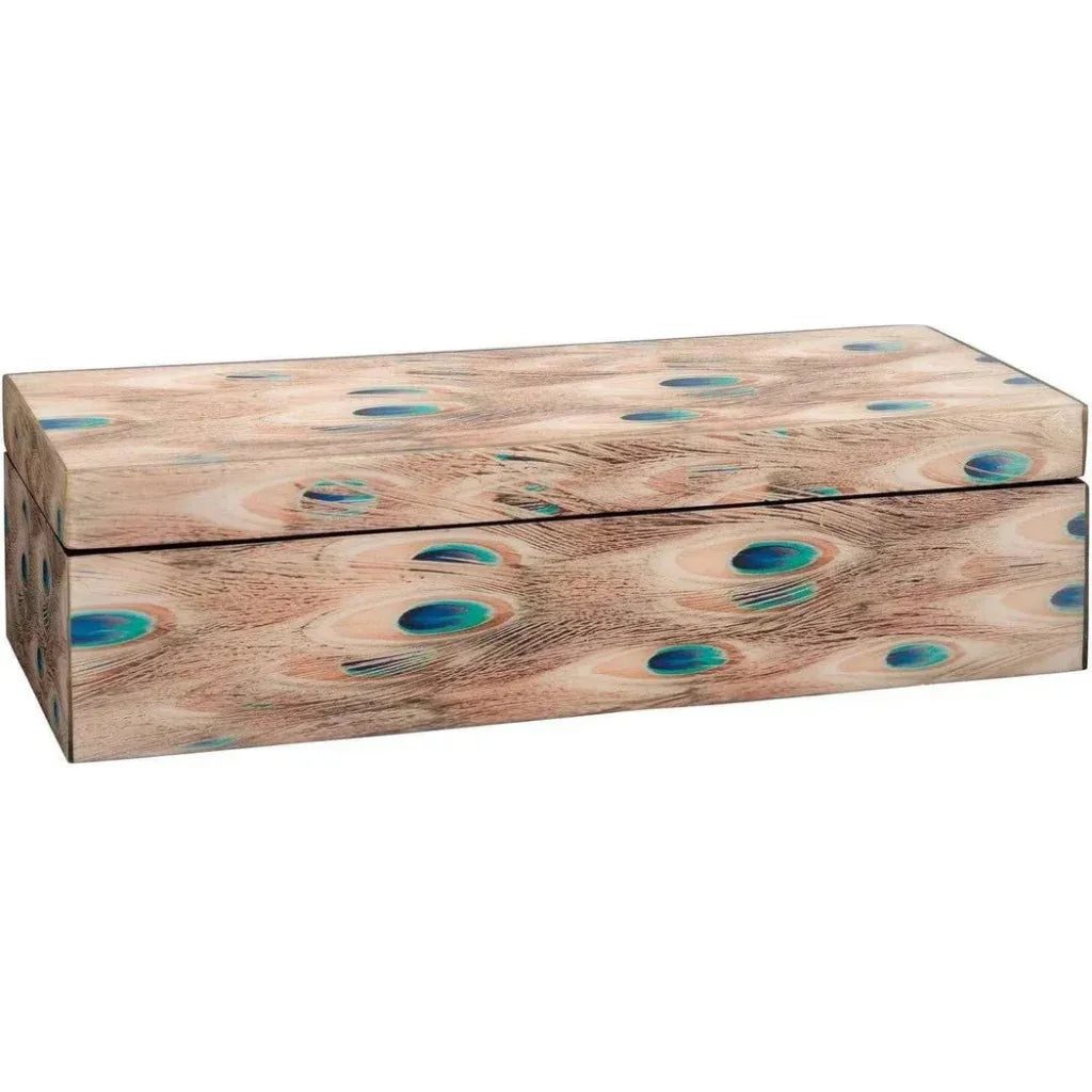 White Lacquer Plume Rectangle Box - LOOMLAN - Jamie Young - Boxes & Bowls