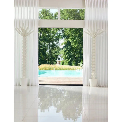 White Lacquered Iron Palm Tree Sculpture - LOOMLAN - Statues & Sculptures