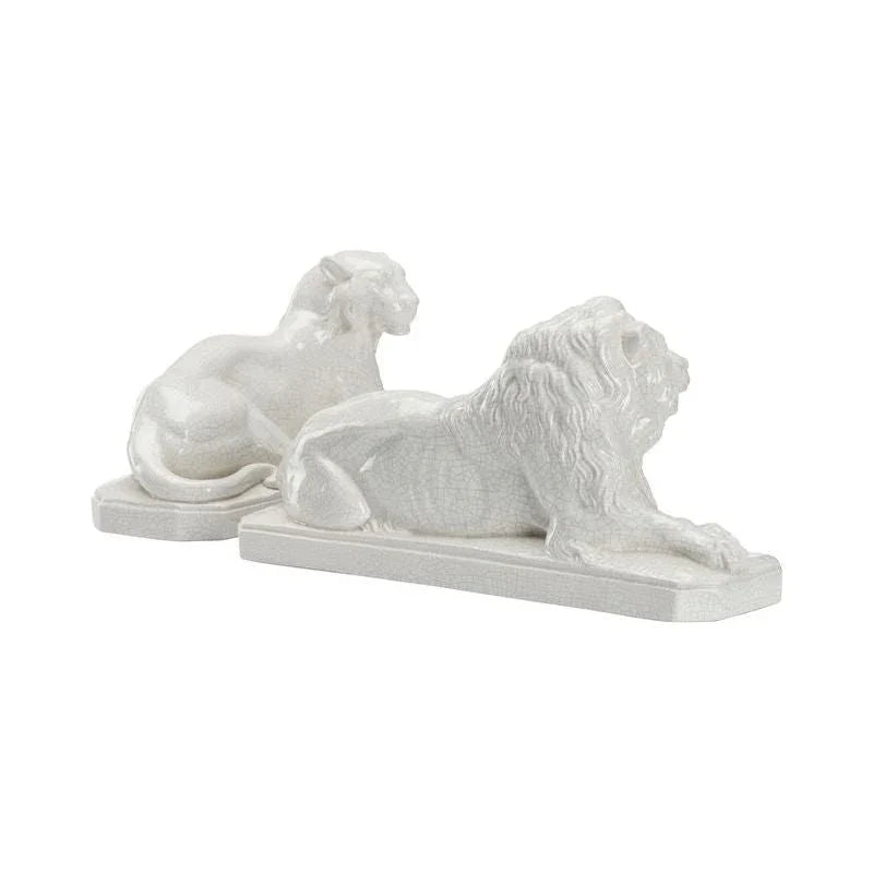 White Lions Looked Sculpture (Pr) - LOOMLAN - Chelsea House - Statues & Sculptures