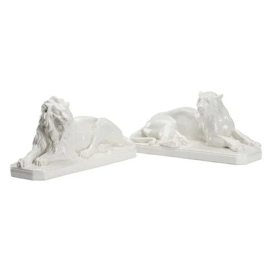 White Lions Looked Sculpture (Pr) - LOOMLAN - Chelsea House - Statues & Sculptures