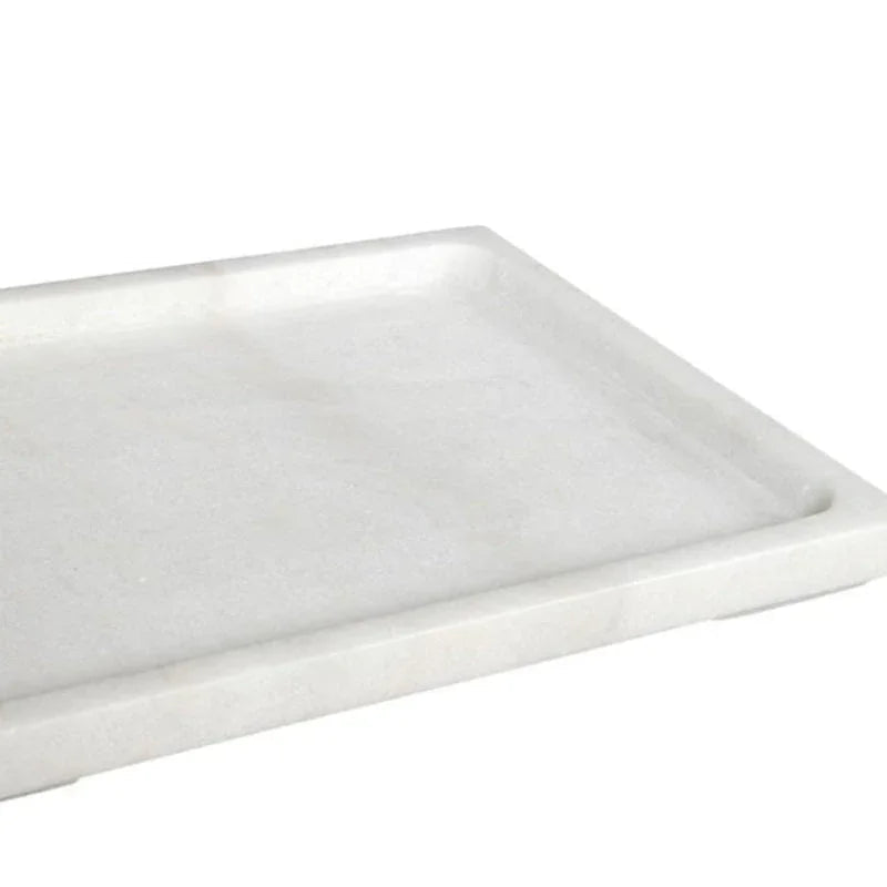 White Marble Made Rectangular Tray - LOOMLAN - Noir - Trays