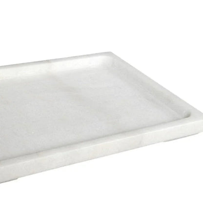 White Marble Made Rectangular Tray - LOOMLAN - Noir - Trays