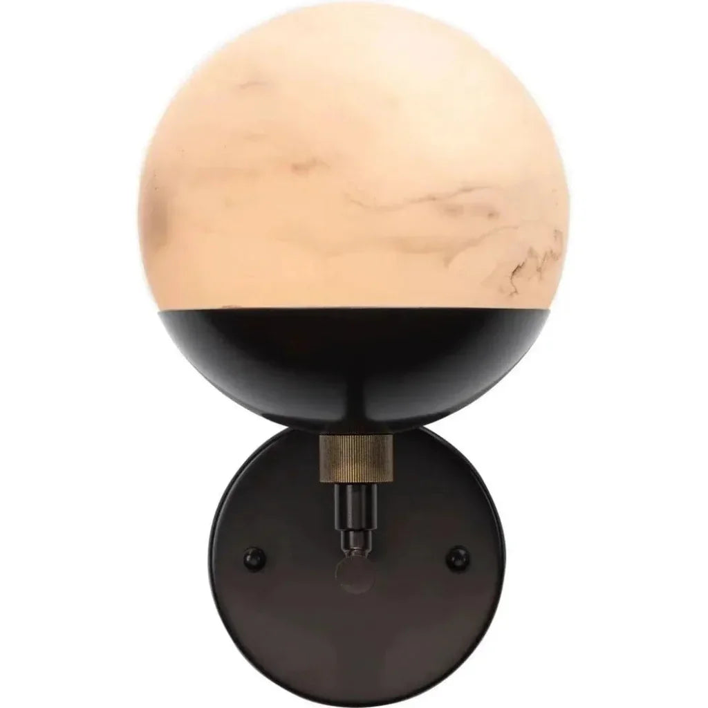 White Oil Rubbed Bronze Alabaster Metro Wall Sconce - LOOMLAN - Jamie Young - Wall Sconces