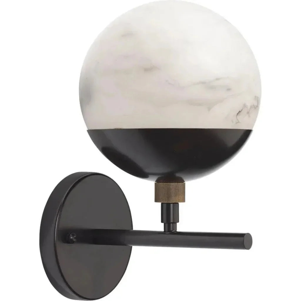 White Oil Rubbed Bronze Alabaster Metro Wall Sconce - LOOMLAN - Jamie Young - Wall Sconces