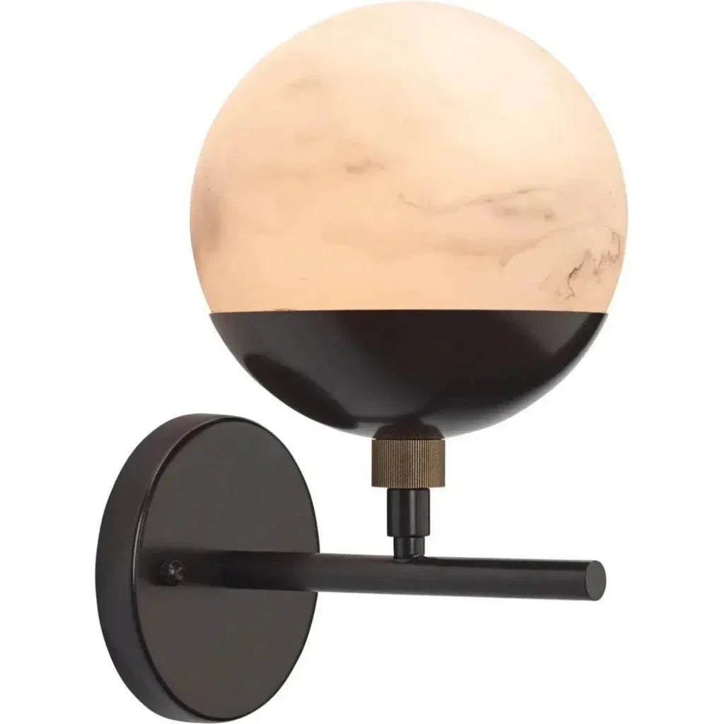 White Oil Rubbed Bronze Alabaster Metro Wall Sconce - LOOMLAN - Jamie Young - Wall Sconces