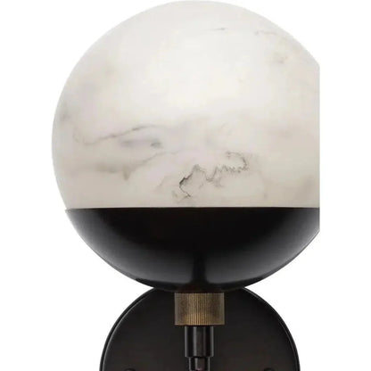 White Oil Rubbed Bronze Alabaster Metro Wall Sconce - LOOMLAN - Jamie Young - Wall Sconces