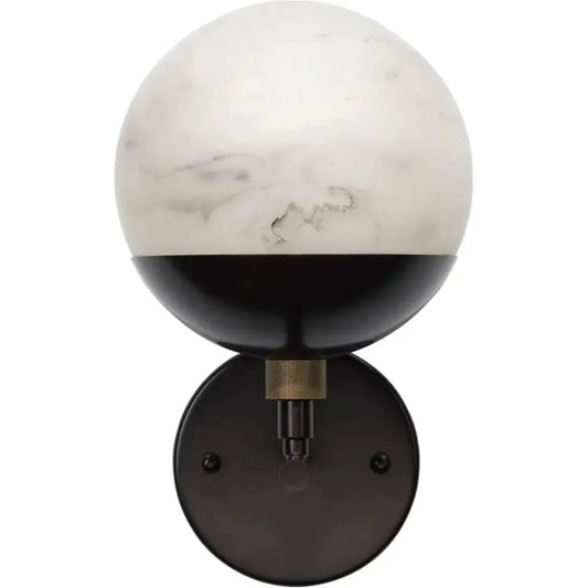 White Oil Rubbed Bronze Alabaster Metro Wall Sconce - LOOMLAN - Jamie Young - Wall Sconces