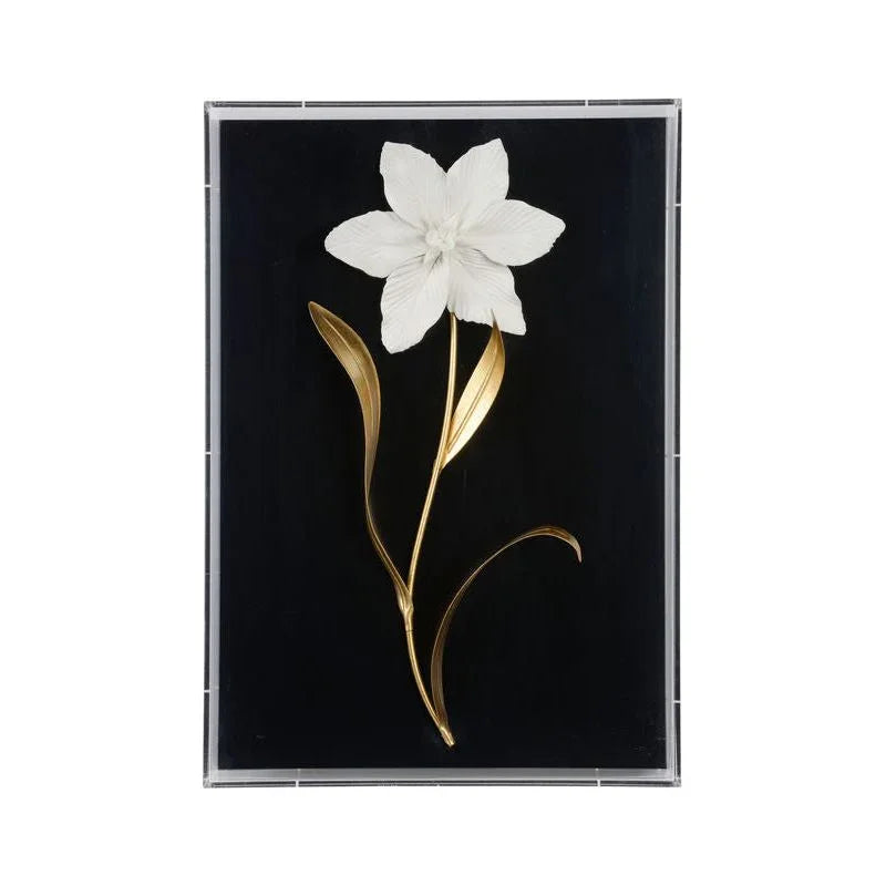 White Porcelain Flower Mounted Artwork-Framed Wall Art-Chelsea House-Flower A-LOOMLAN