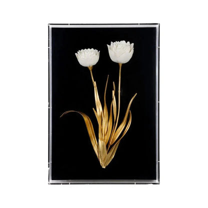 White Porcelain Flower Mounted Artwork-Framed Wall Art-Chelsea House-Flower C-LOOMLAN