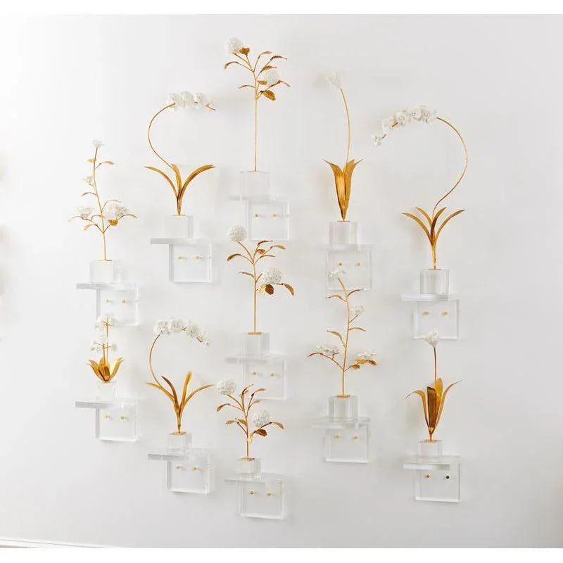 White Porcelain Hydrangea On Stand Sculpture - LOOMLAN - Chelsea House - Statues & Sculptures