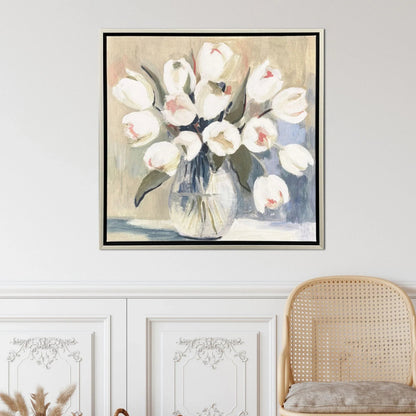 Paragon White Tulips White Canvas Art
