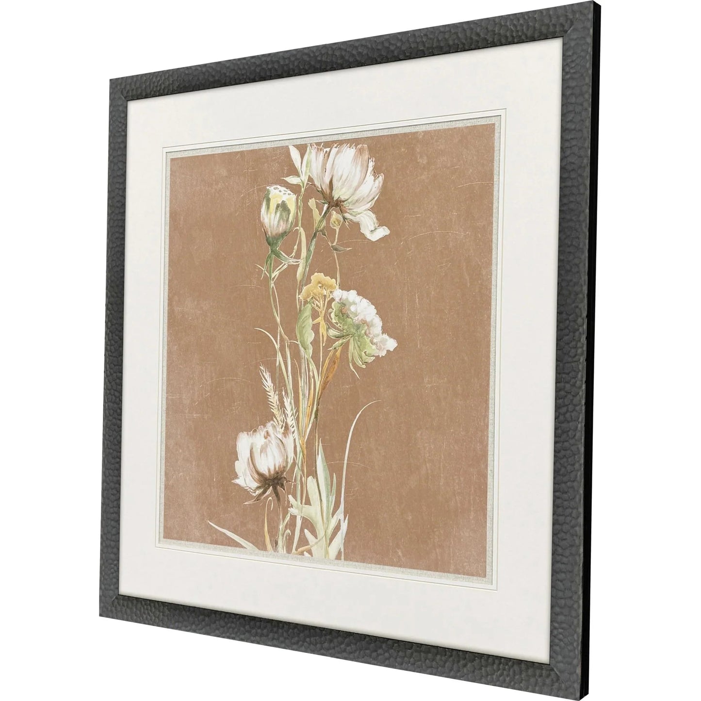 Wildflowers Wood Frame White Canvas Art