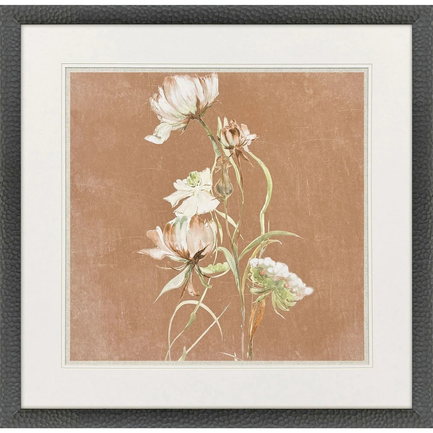 Wildflowers Wood Frame White Canvas Art