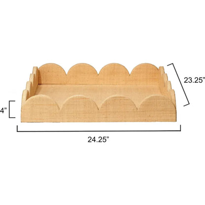 Wonderland Scalloped Raffia Tray