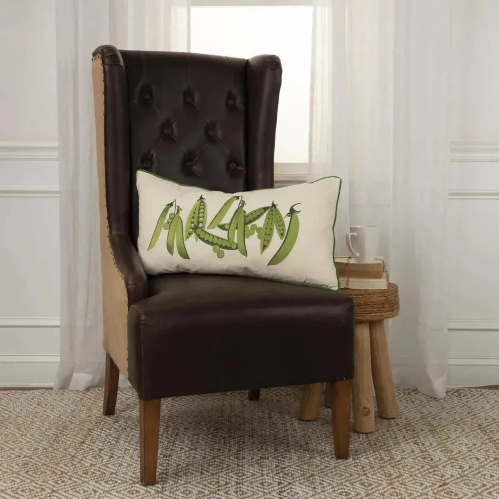 Yara Green Peas Farmhouse Lumbar Pillow Cover Insert - LOOMLAN - LOOMLAN - Throw Pillows