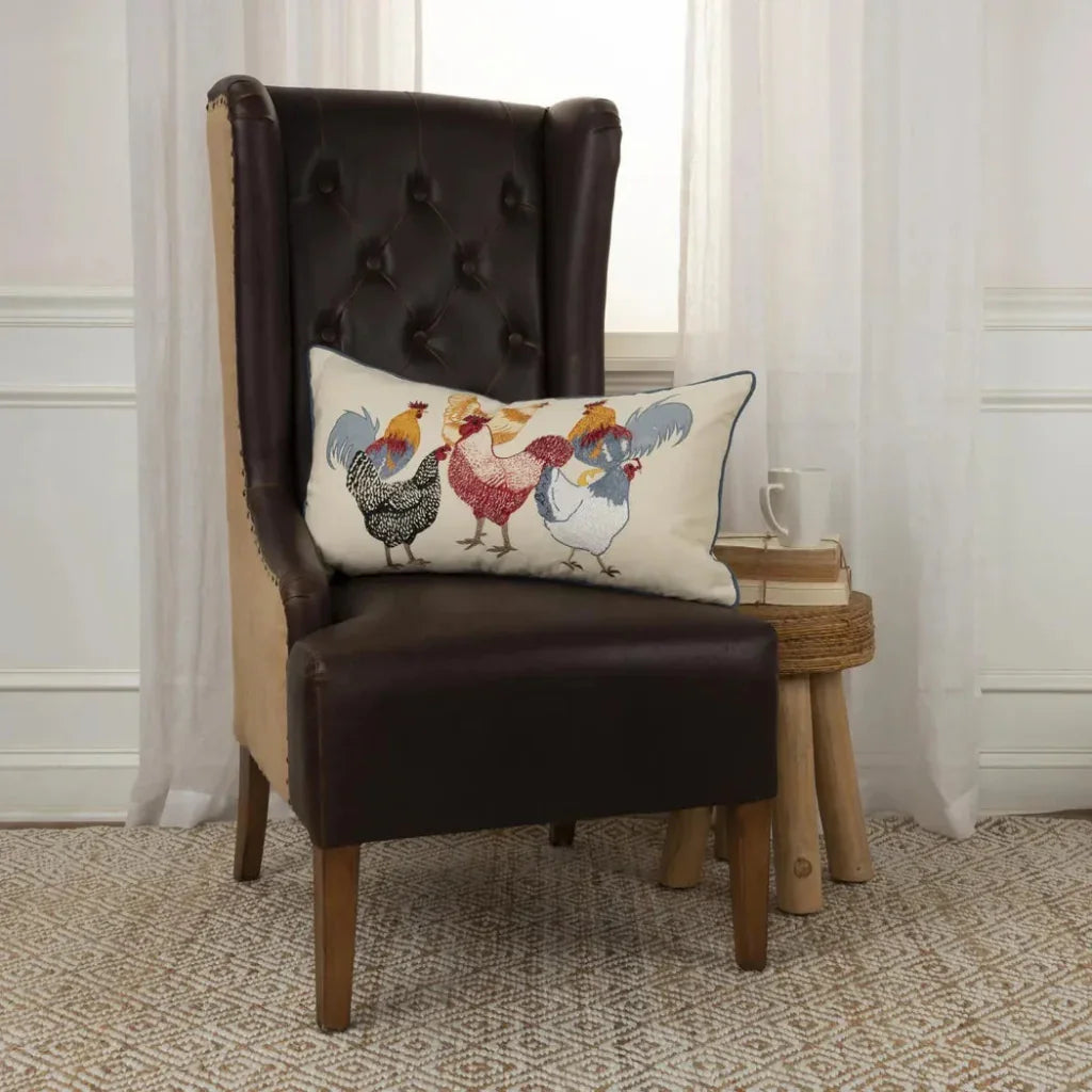 Yara Roosters Lumbar Pillow Cover Insert Roosters - LOOMLAN - LOOMLAN - Throw Pillows