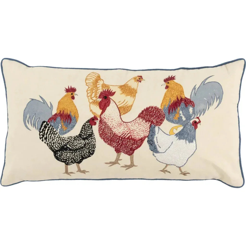 Yara Roosters Lumbar Pillow Cover Insert Roosters - LOOMLAN - LOOMLAN - Throw Pillows