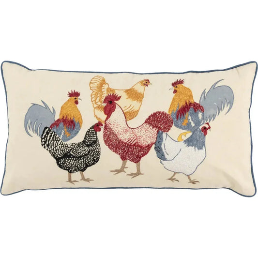 Yara Roosters Lumbar Pillow Cover Insert Roosters - LOOMLAN - LOOMLAN - Throw Pillows