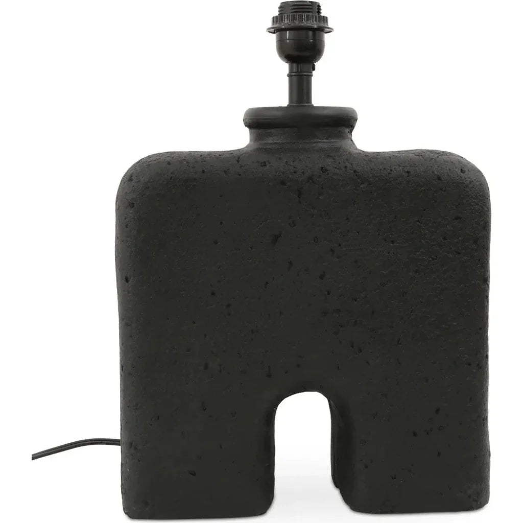 Yara Wood & Textured Cotton Black Table Lamp - LOOMLAN - Moe's Home - Table Lamps